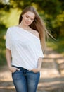 Pretty young woman portrait on nature Royalty Free Stock Photo
