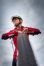 Pretty, young woman riding her mountain bike Royalty Free Stock Photo