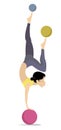 Pretty young woman do exercises with the balls illustration