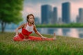 Yoga in modern city Royalty Free Stock Photo