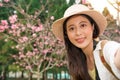 Pretty young woman tourist takes selfie portrait Royalty Free Stock Photo