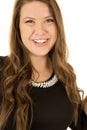 Pretty young woman wearing a black dress with pearls Royalty Free Stock Photo