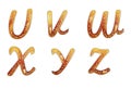 Pretzel alphabet letters isolated on white.