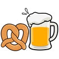 October fest beer festival. Beer and pretzel. Vector illustration