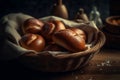 Pretzel (Brezen) sticks and pretzel rolls, Bavarian lye bun with salt in a basket, food Oktoberfest holiday, food art Royalty Free Stock Photo