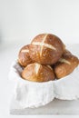 Pretzel buns on a white marble tray Royalty Free Stock Photo