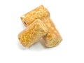Pretzel and cheese round cracker snacks. Royalty Free Stock Photo