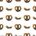 Pretzel craft sketch seamless pattern vector illustration.