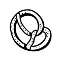 Pretzel is a hand-drawn bakery element Vector in the style of a doodle sketch. For cafe and bakery menus Royalty Free Stock Photo