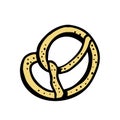 Pretzel is a hand-drawn bakery element Vector in the style of a doodle sketch. For cafe and bakery menus Royalty Free Stock Photo