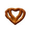 Pretzel in heart shape isolated on white background