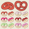 Pretzel icon vector illustration in sketch style Royalty Free Stock Photo