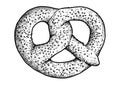 Pretzel illustration, drawing, engraving, ink, line art, vector