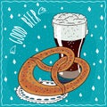 Pretzel or kringle with glass of stout or porter