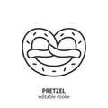 Pretzel line icon. German traditional food outline vector symbol. Editable stroke