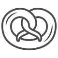 Pretzel line icon, Oktoberfest concept, German Traditional Bakery Food sign on white background, pretzel salty snack