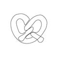 Pretzel one line art. Continuous line drawing of butter roll .