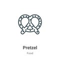 Pretzel outline vector icon. Thin line black pretzel icon, flat vector simple element illustration from editable food concept