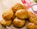 Pretzel rolls with cheese dip