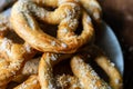 Pretzel with salt Oktoberfest symbol close-up, a snack for beer