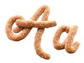 Pretzel with sesame font.