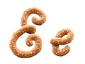 Pretzel with sesame font.