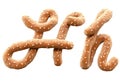 Pretzel with sesame font.