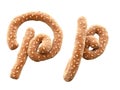 Pretzel with sesame font.