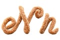 Pretzel with sesame font.