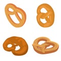 Pretzel oktoberfest icons set, isometric style