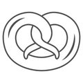 Pretzel thin line icon, Oktoberfest concept, German Traditional Bakery Food sign on white background, pretzel salty