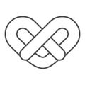 Pretzel thin line icon. Traditional german soft bun symbol, outline style pictogram on white background. Bakery shop