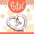 Pretzel vector illustration. Bakery design. Beautiful card with decorative typography element. Royalty Free Stock Photo