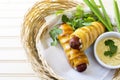 Pretzeldog in bamboo basket