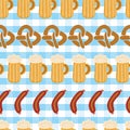 Pretzels beer sausage seamless vector pattern tile