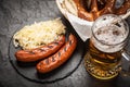 Pretzels, bratwurst and sauerkraut