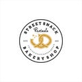 Pretzels logo design bakery and pastry stamp vector template