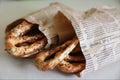 pretzels in the newspaper bag Royalty Free Stock Photo