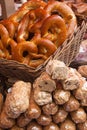 Pretzels and sweet bakeries on the matket Royalty Free Stock Photo