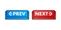 Prev, next label. Next and previous button. Web buttons. Vector stock illustration.