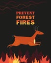Prevent forest fires flat color vector poster concept