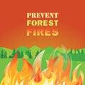 Prevent forest fires flat color vector poster concept