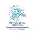 Prevent hospital corruption blue concept icon