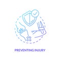 Prevent injury blue gradient concept icon