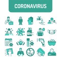 Prevent spread coronavirus color line icons set.
