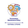 Preventative maintenance policy concept icon
