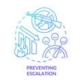 Preventing escalation blue gradient concept icon