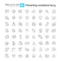 Preventing workplace injury linear big icons set