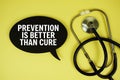 Prevention is Better Than Cure text on speech bubble with stethoscope on yellow background, Healthy concept Royalty Free Stock Photo