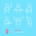 Prevention of Breast Cancer Thin Line Concept Card Poster Ad. Vector Royalty Free Stock Photo